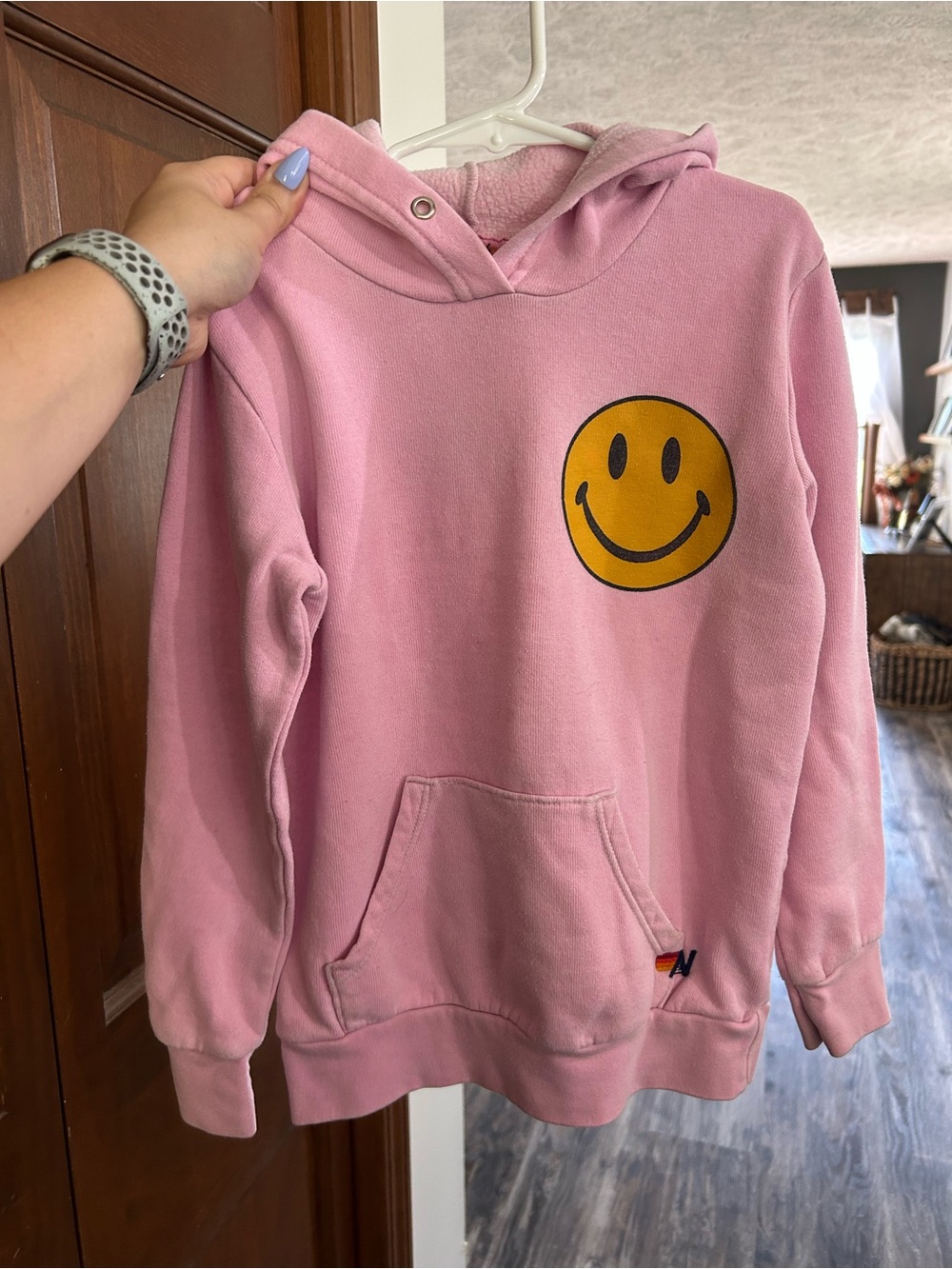 Aviator Nation Pink Kids Hoodie with Smiley Face - Casual Pullover